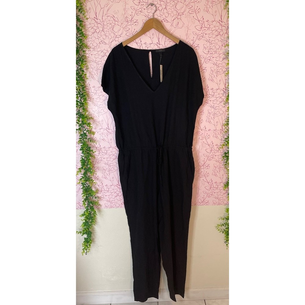 Jcrew black linen blend jumpsuit size large